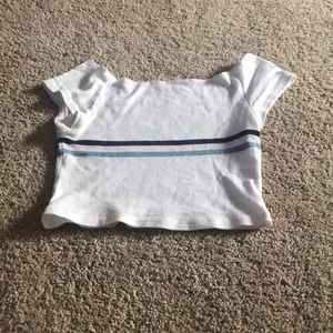Cropped white stripped shirt